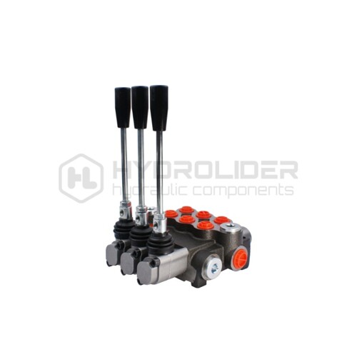 Hydraulický rozdeľovač 3 sekciový 40L/min s jednou časťou so západkou Badestnost: 03P40 A1A1A8 GKZ1