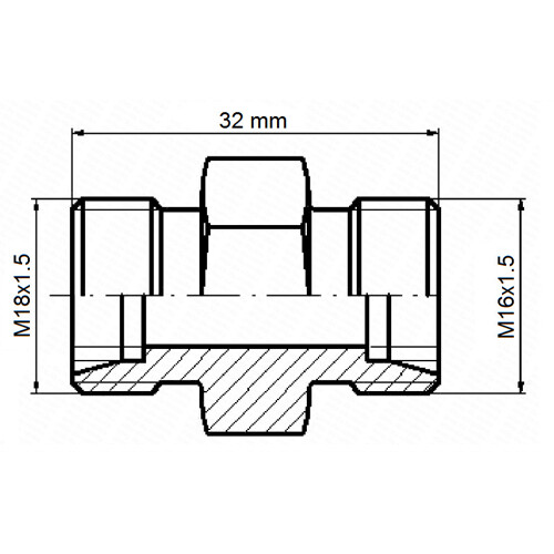 Hydraulická priama spojka BB M18x1,5 – M16x1,5