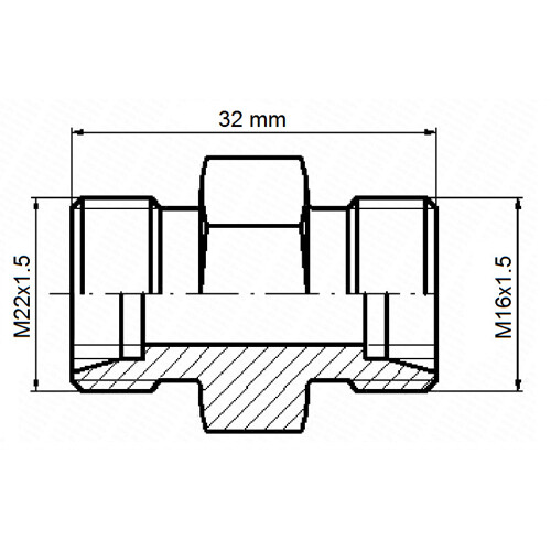 Hydraulická priama spojka BB M22x1,5 – M16x1,5