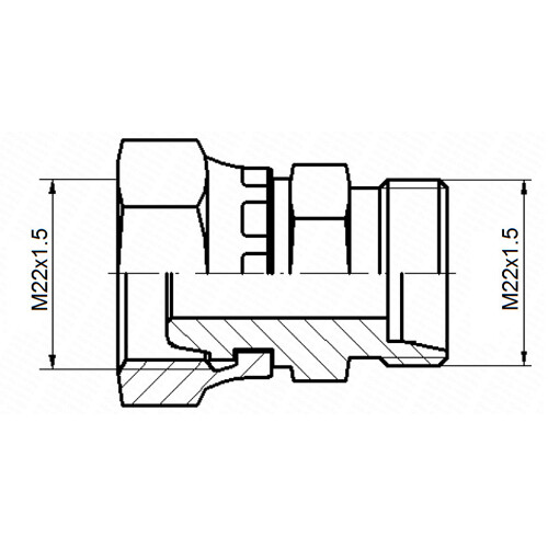 Hydraulická priama spojka AB M22x1,5 – M22x1,5